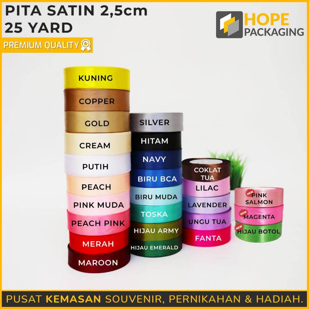 

[25 Yard] Pita Satin Roll 2.5cm Warna Pastel / Souvenir Hadiah Kotak Hampers / Pita Hiasan Hampers / Pita Bucket / Pita Kado / Pita Roll / Souvenir Pita Buket Bunga