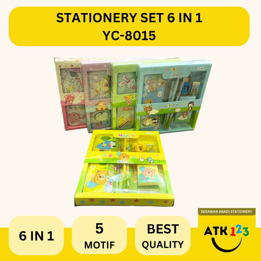 

Stationery Set Alat Tulis Paket Pensil Set Character 6 in 1 Komplit / Study Set