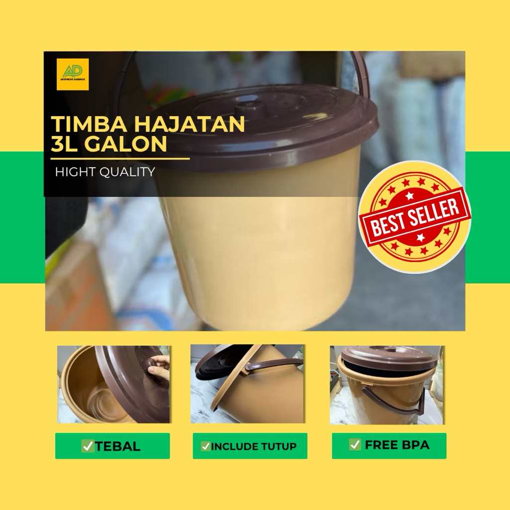Timba 3 Liter Coklat + tutup / Timba Hajatan / Timba Air