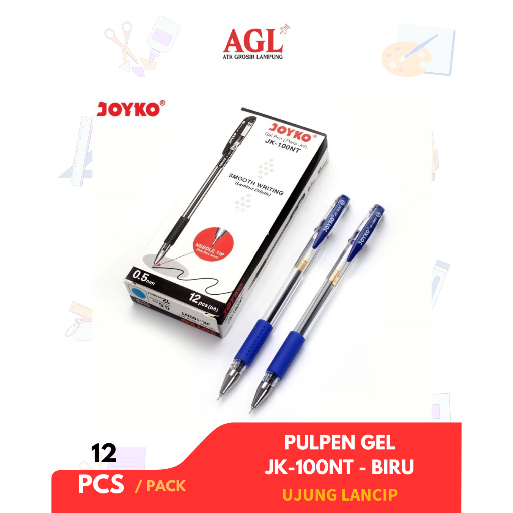 

JOYKO - (12pcs) PULPEN GEL JOYKO JK - 100NT BIRU ujung lancip - Grosir