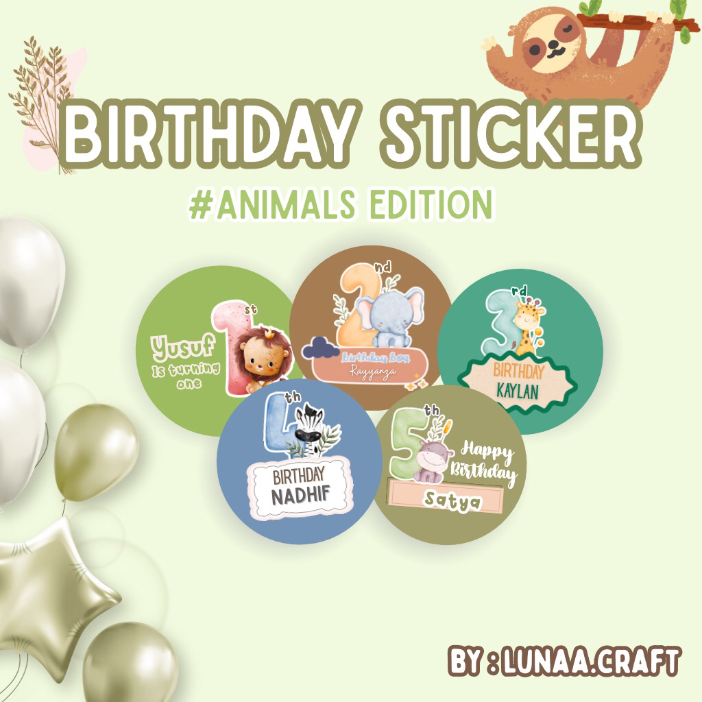 

BIRTHDAY STICKER • STIKER ULANG TAHUN • ANIMALS STICKER • STIKER CROMO