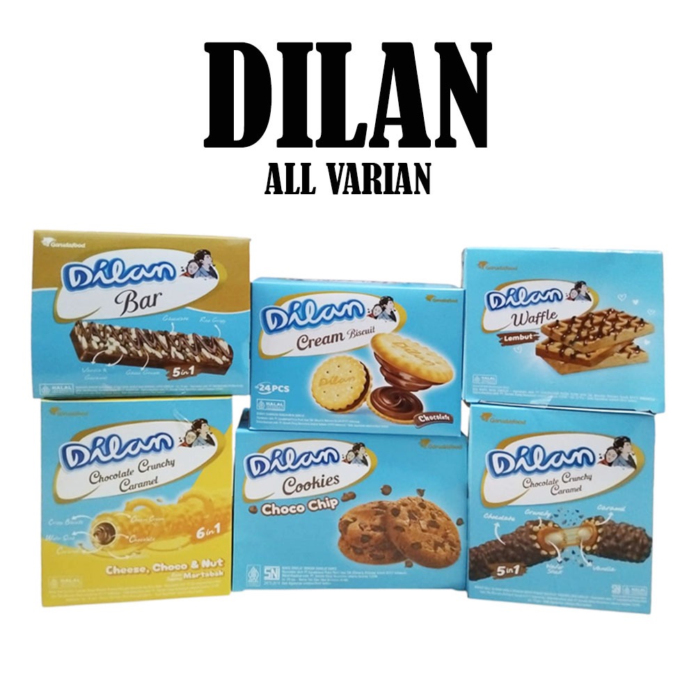 

DILAN WAFFLE / BAR / CHOCOLATE CRUNCHY CARAMEL / COOKIES / CREAM BISKUIT KOTAK