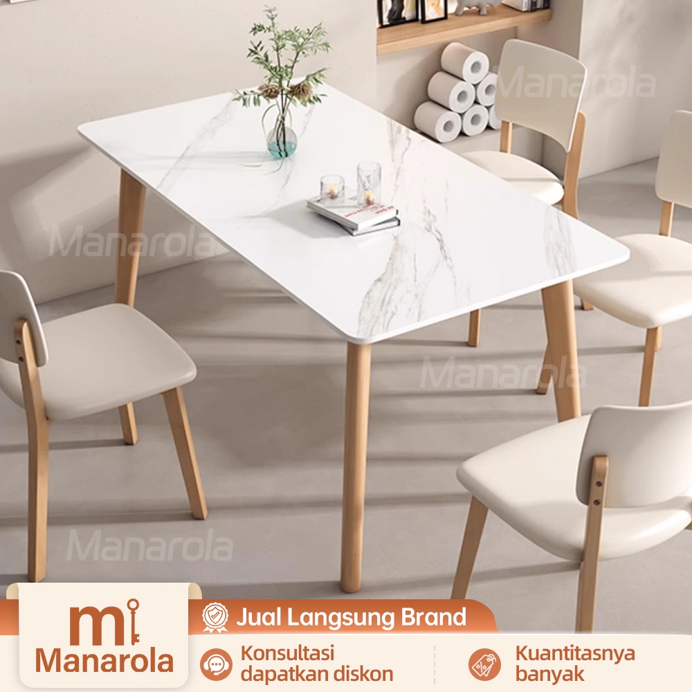 MANAROLA-Meja Makan Kayu / Meja Makan Batu / Meja Makan Kecil Sederhana Modern / Meja Makan Persegi 