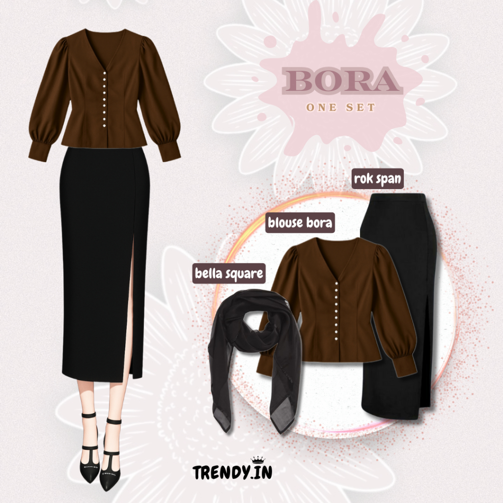 TRENDY.IN - One Set Hijab Style ( Blouse + Rok Span + Hijab ) OOTD Wanita Kekinian