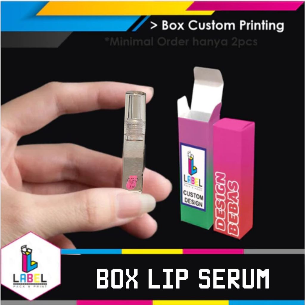 

Box / Dus Botol LIP SERUM Ukuran 1,9 x 1,9 x 9 cm Custom Desain