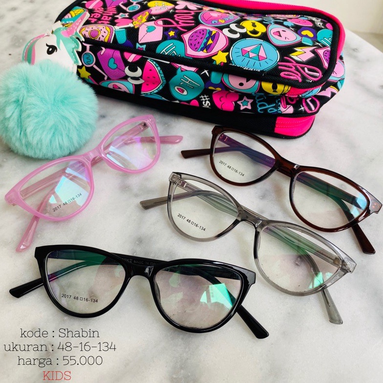 KODE F75L Kacamata Anak Shabin Cat Eye Mika Solid Nyaman