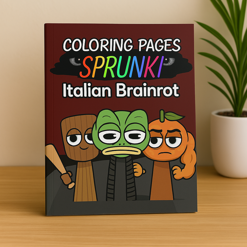 

Buku Mewarnai Anak Sprunki Italian Brainrot – Kertas Briefcard Tebal - Coloring Book Anak