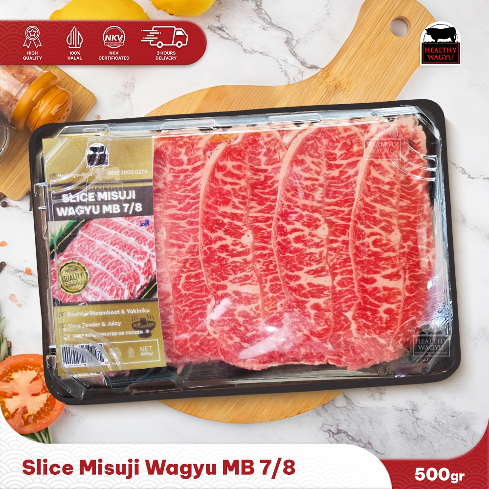 

Slice Misuji Wagyu Beef Australia Halal Mb 7/8 Healthy Wagyu