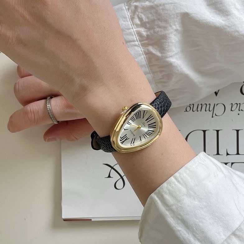 KODE E88H Billie Jam Tangan Wanita Barsh Romawi Jam Tali Kulit Jam Analog Versi Korea Elegant BS94 J