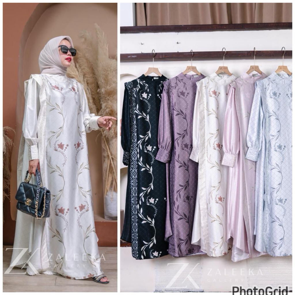 PROMO SALE MONOGRAM DRESS Zaleeka galery sutra silk premium,gamis dayli atau kondangan wanita