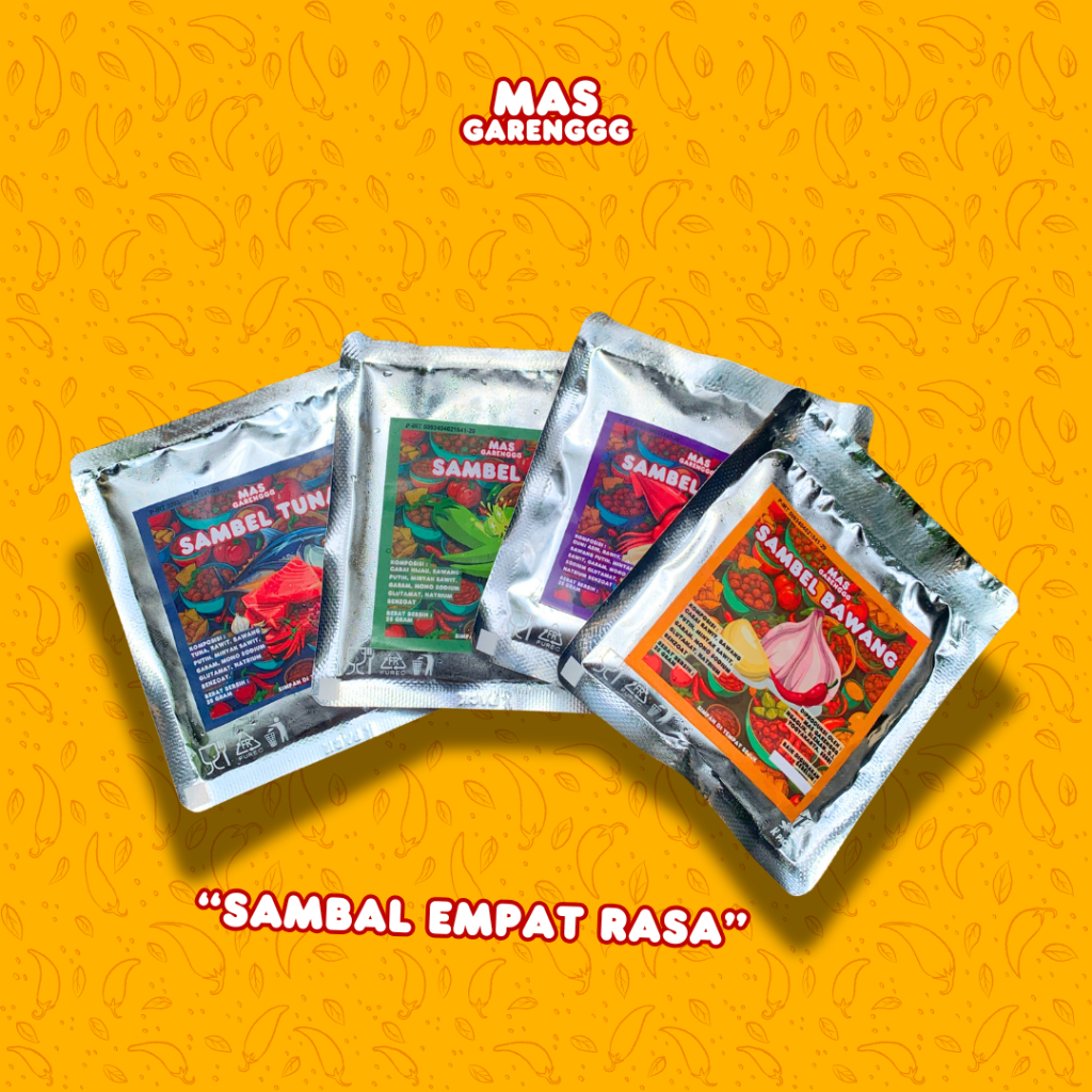 

Sambal Sachet Paket isi 4, Rasa Bawang Baby Cumi Asin Sambal Ijo Tuna Balado, Lezat Hemat Ekonomis