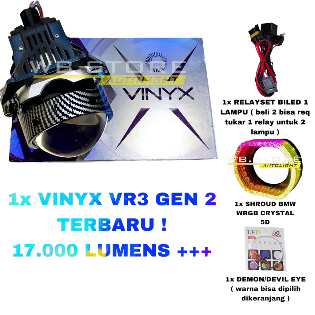 BILED VINYX VR3 GEN2 17.000 LUMENS 80 WATT 3 INCH PURPLE LENS BILED VINYX AES