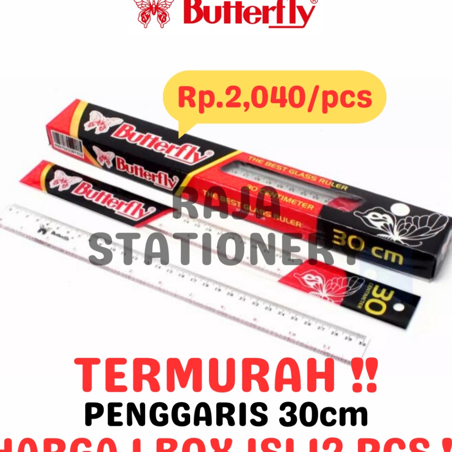 

BUTTERFLY RULER 3CM TRANSPARENT PENGGARIS BUTTERFLY KUPU KUPU 3CM PANJANG PLASTIK TRANSPARAN MATEMATIKA LUSIN BOX 12PCS