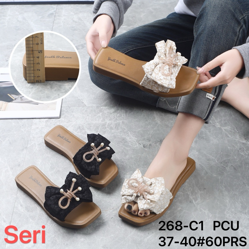 268 - C1 Sendal jelly import motif pita cantik Sandal Balance