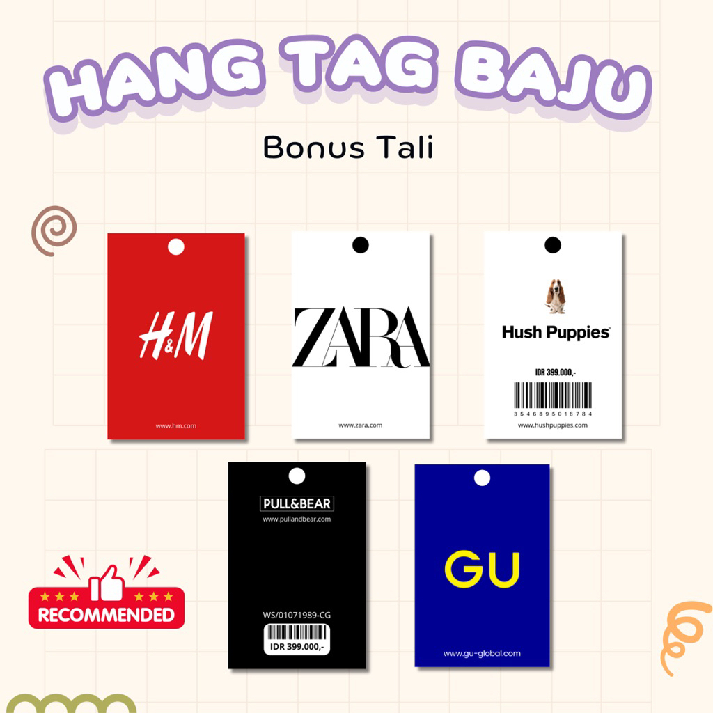 

Hangtag Baju UN*QLO/Z4RA/HNM/Bonus Tali Hangtag