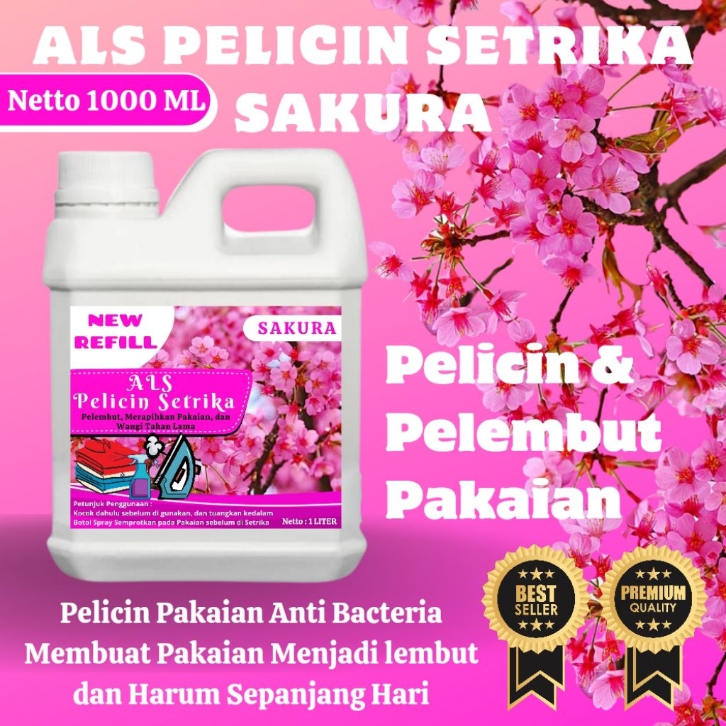 Pelicin Pewangi Setrika Laundry Aroma Sakura 1000ML