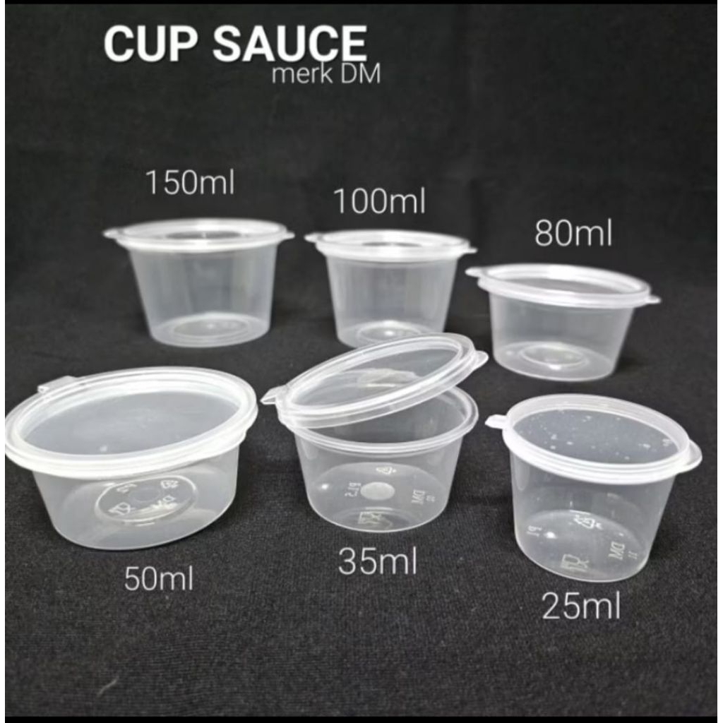 Isi 50pcs Cup Sauce Container Kotak Saus 25ml, 35ml, 50ml, 80ml, 100ml, 150ml, 175ml Cup Sambel Food