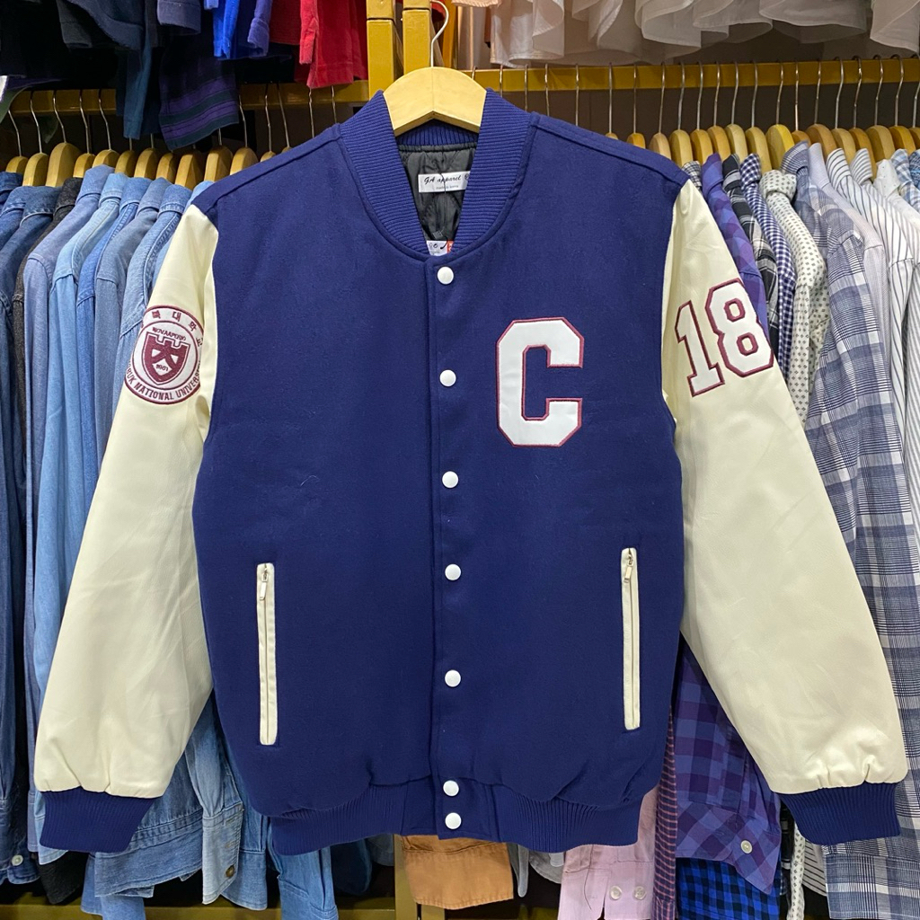 Varsity univ leather jacket