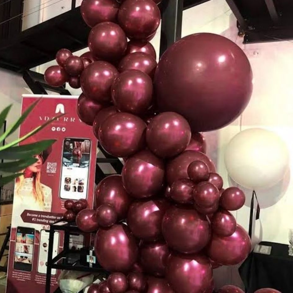 BALON LATEX UKURSN 12 INC WARNA MARON/BALON BURGUNDY/BALON LATEX MAROON