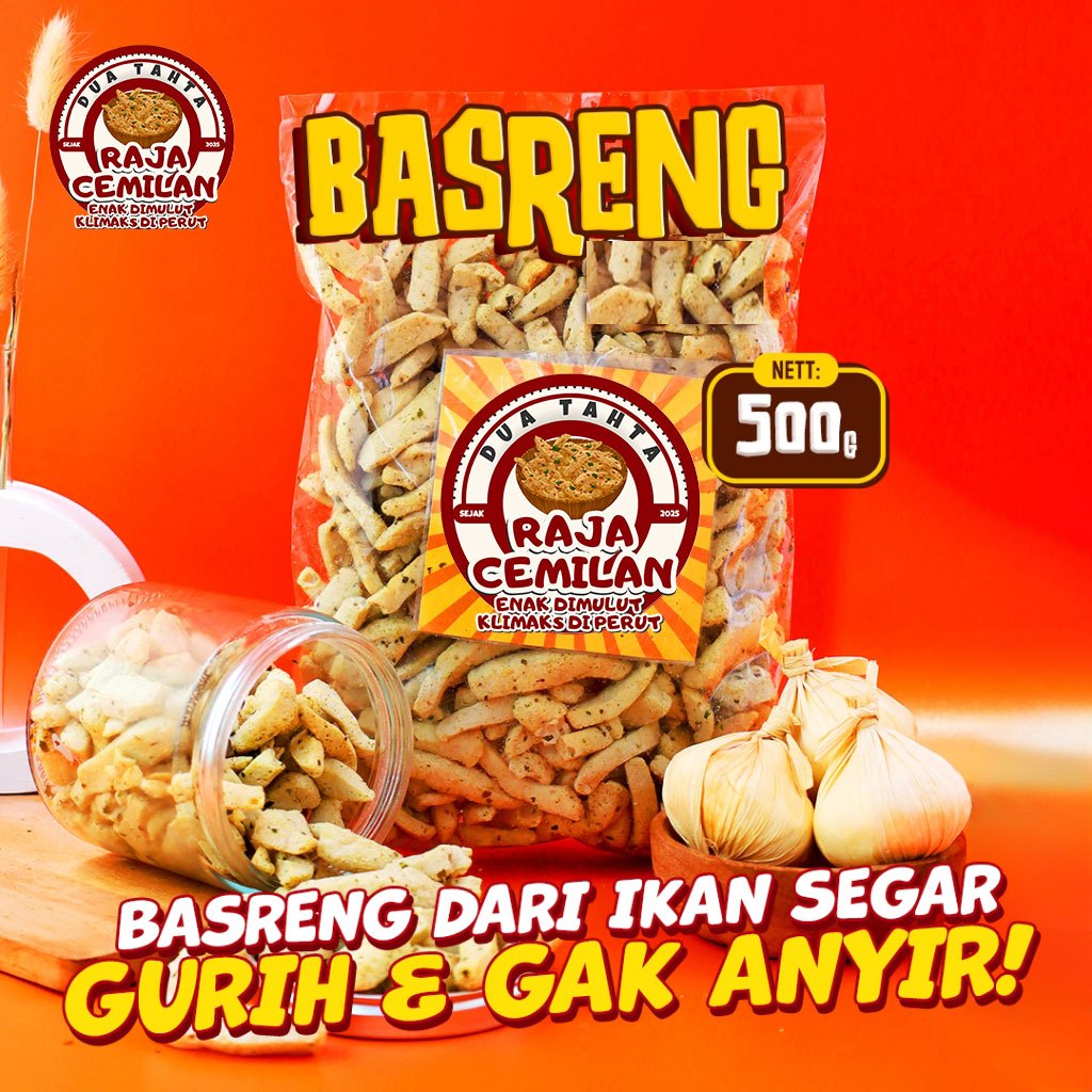 

500gram Basreng Stik Original Asin Gurih Daun Jeruk renyah kriuk baso goreng rempah Raja Cemilan