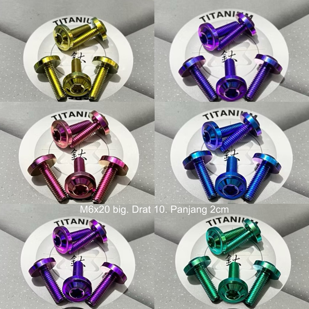 Baut Titanium M 6 x 20 Big Head