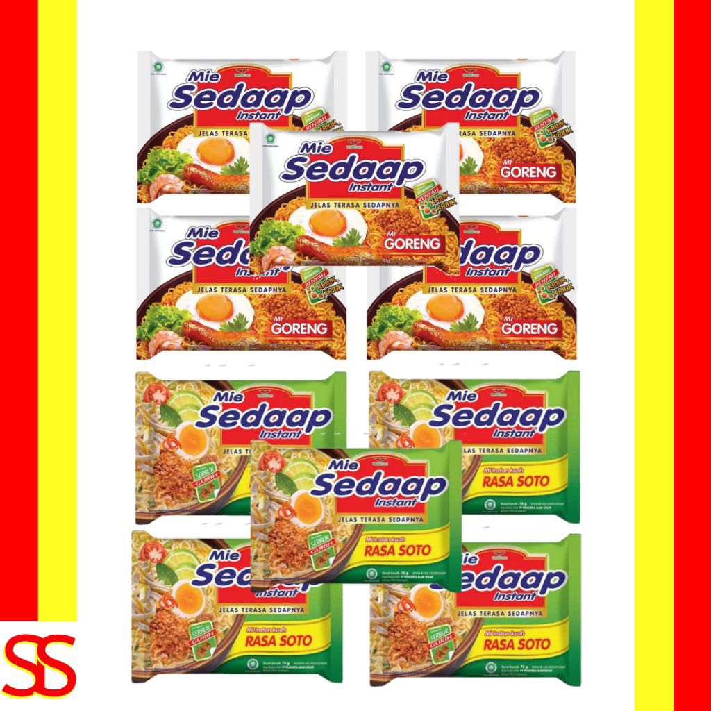 

Paket Hemat 10x Mie Sedaap (5 Goreng + 5 Soto) - Mie Instan Enak & Terlaris!