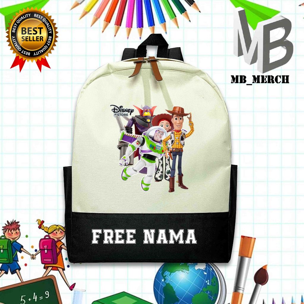 TAS RANSEL TOY STORY BACKPACK ANAK SEKOLAH MOTIF  TOY STORY  UNISEX (FREE NAMA)
