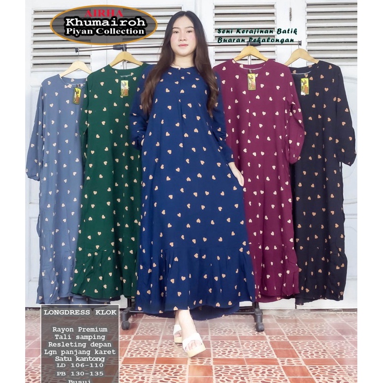 LONGDRES REMPEL BAWAH BATIK PRINT  DASTER LENGAN PANJANG KARET MOTIF KEKINIAN KODE Q7Y2