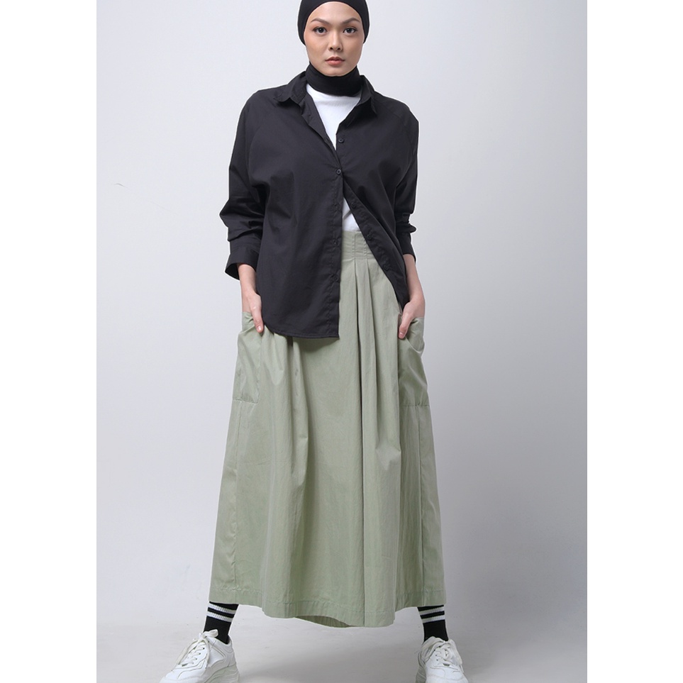 KODE O85X Logo Jeans Celana Kulot Ayara Sage 4358L5SA