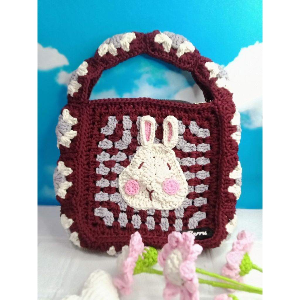 Tas Rajut Motif Bunga tas rajut jinjing tas rajut motif kelinci tas wanita tas kekinian tas tas jinj