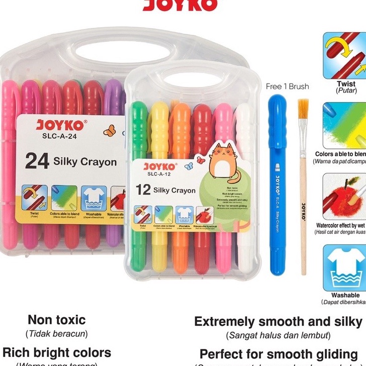 

Silky Crayon Krayon Halus Joyko SLCA12 SLCA24 SLCA36 SLCA48 Warna Colors