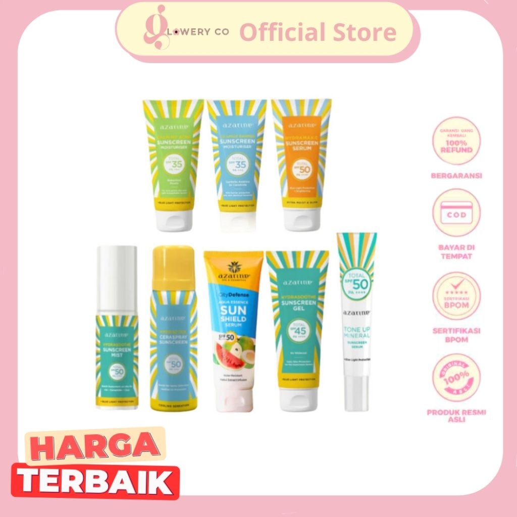 Azarine Sunscreen/SS Gel SPF45 - Hydramax C SPF50 - Cicamide - Calm My Acne - Ceraspray