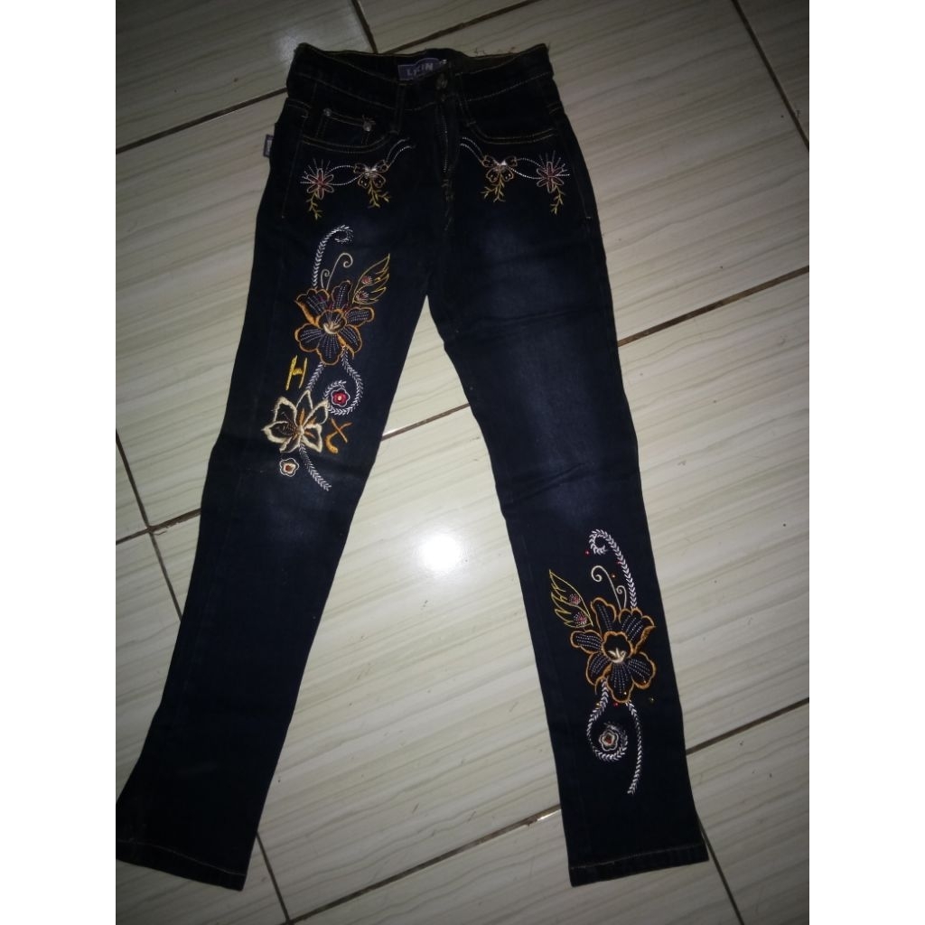 Celana Levis Bunga Anak Perempuan PL/PL Celana Levis