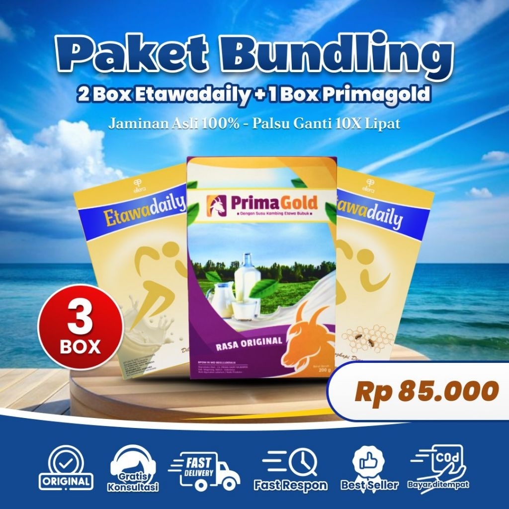 

PAKET MIX PRIMAGOLD/ PRIMA GOLD , ETAWADAILY DAN GOLDENGOAT SUSU KAMBING ETAWA BUBUK ORIGINAL MURAH ATASI SESAK NAFAS NYERI SENDI TULANG LUTUT PUNGGUNG REUMATIK