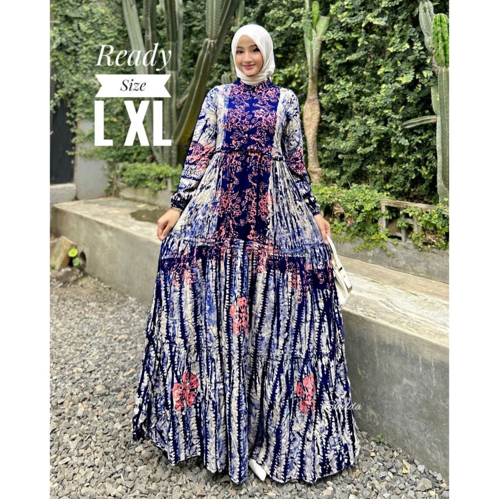 GAMIS BATIK CAP ABSTRAK GAMIS TWILL RAYON CANDI MEKAR PEKALONGAN