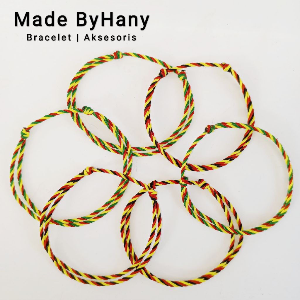 Gelang Tridatu Polos Rasta & Rainbow Ulir Murah