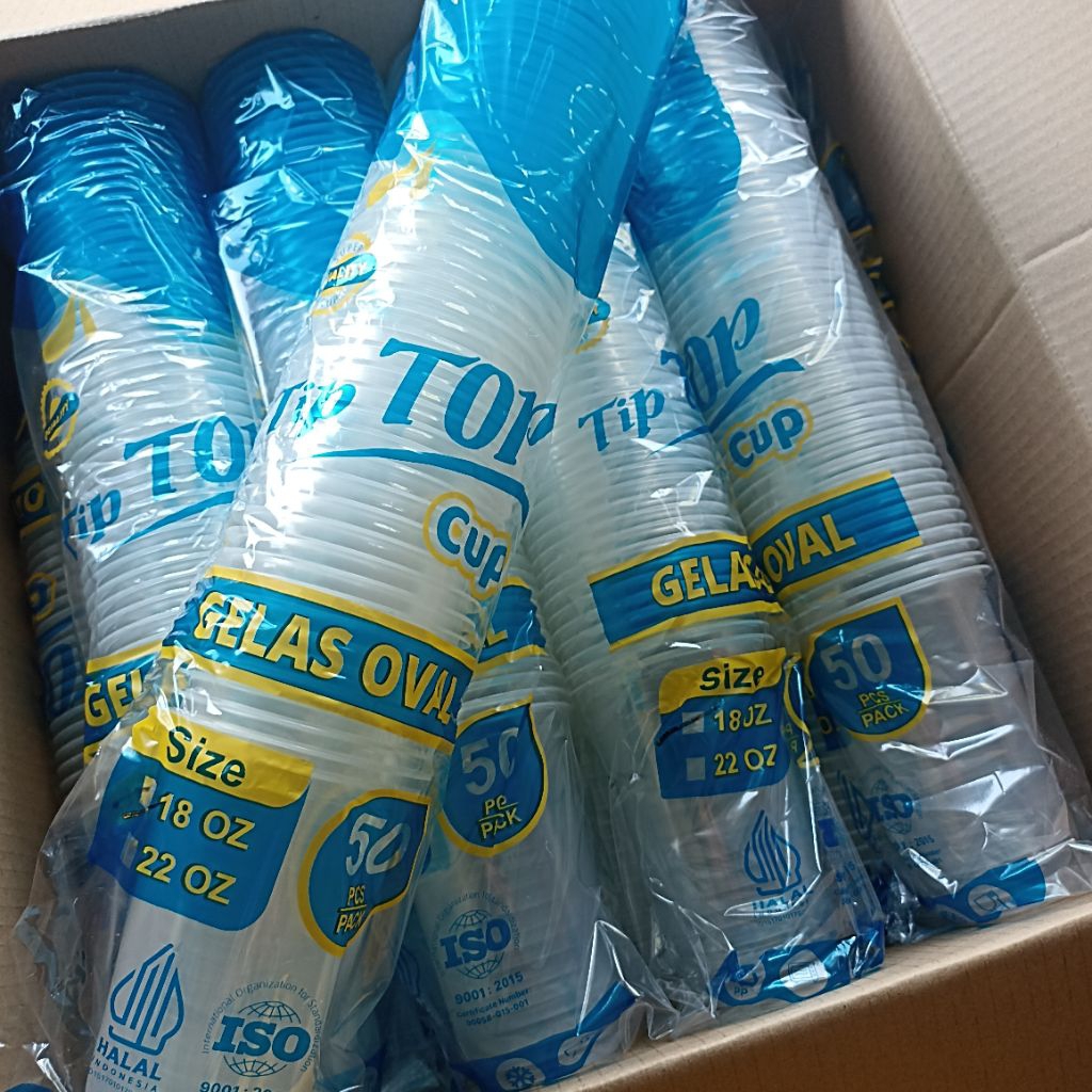 GELAS CUP OVAL 16oz,18oz,22oz merk TIP-TOP 8gr