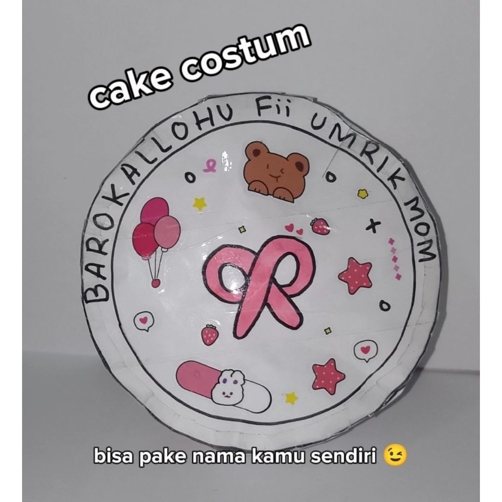 Paper squishy cake costum (bisa req , gambar ,nama ) cute bisa pakai gambar cute yang lucu