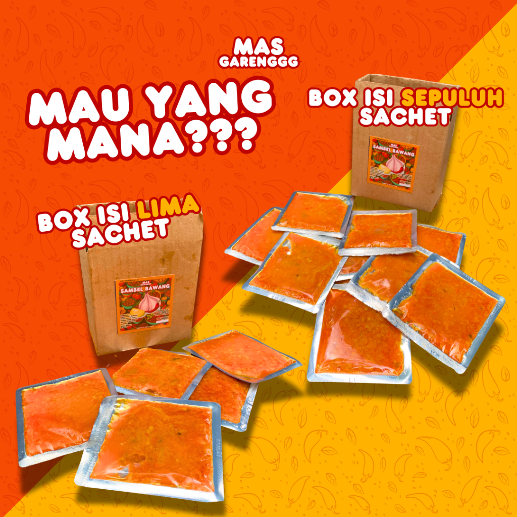 

Paket Sambal Bawang Pedas Asin Gurih Isi 5 dan 10 Sachet Praktis Mas Garenggg