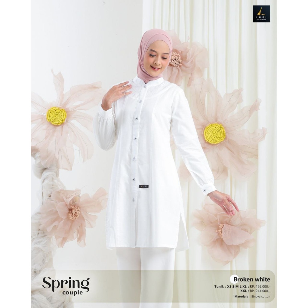 TUNIK LUBI SPRING PURE WHITE / SPRING BROKEN WHITE / TUNIK PUTIH DEWASA / TUNIK BRAND LUBI ORI