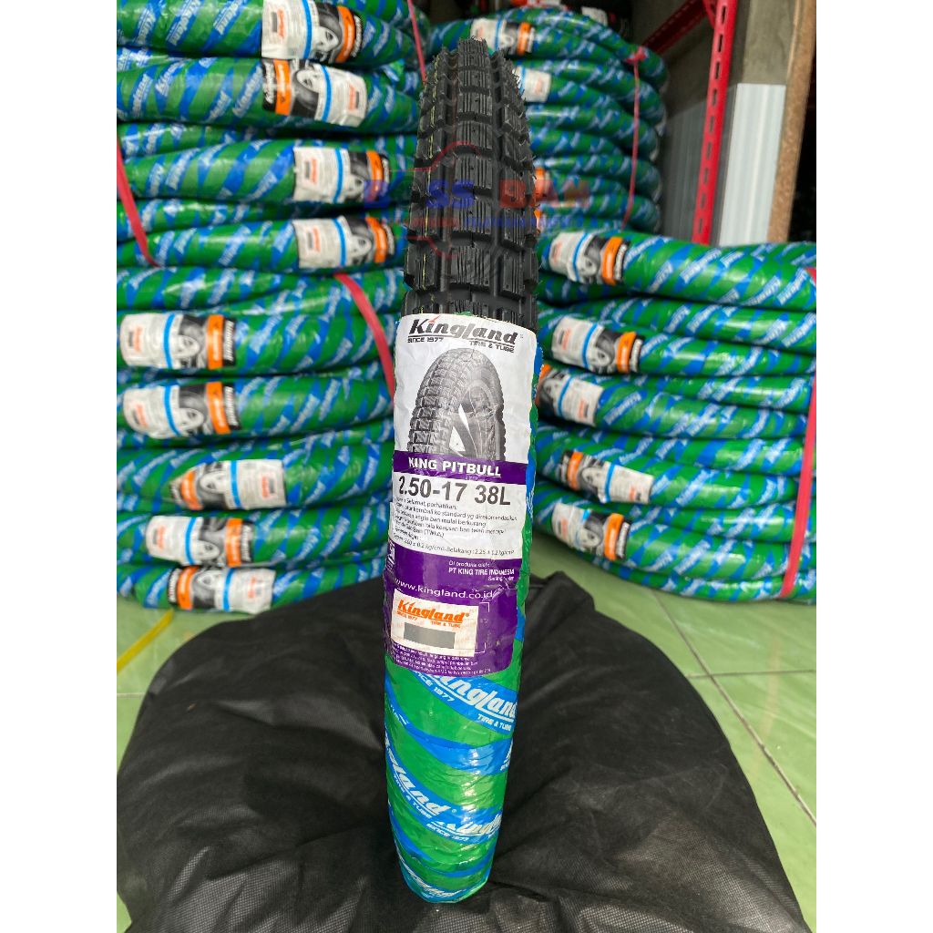 Ban Semi Trail Kingland Pitbull Ukuran 2.50 Ring 17 Bukan Tubeless untuk Motor Bebek Revo Supra Jupi