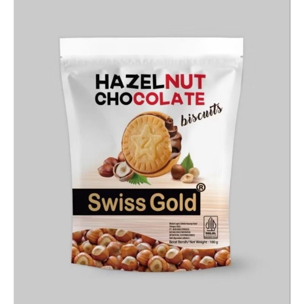 

Swiss Gold Hazelnut Chocolate Biscuits 100gram HALAL
