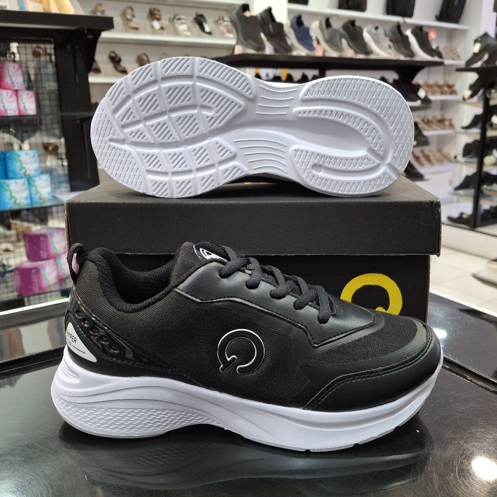 QISHI Sepatu Sekolah Anak | Marco TG | Hitam Putih