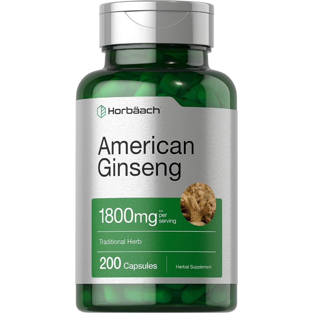 Horbaach American Ginseng Root Extract Complex 1800 mg 200 Capsules