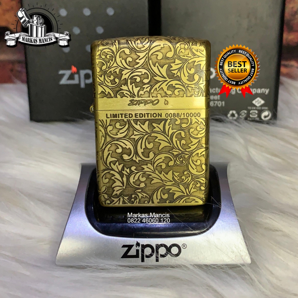Korek Api Zippo Lighter Limited Edition Classic Gold Matte Grafir Premium