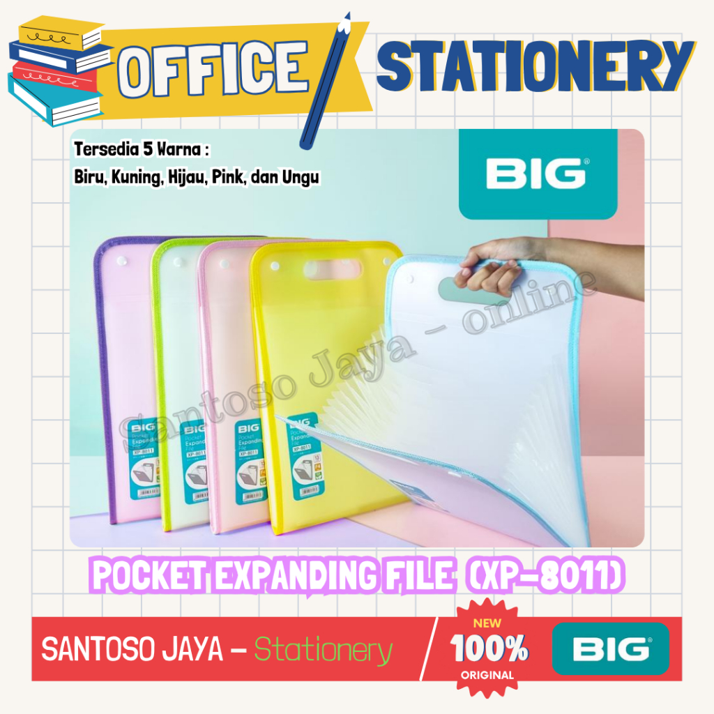 

Expanding File BIG - Organizer Document F4 Folio - Carry File Plastik - Pocket Kancing XP-8011