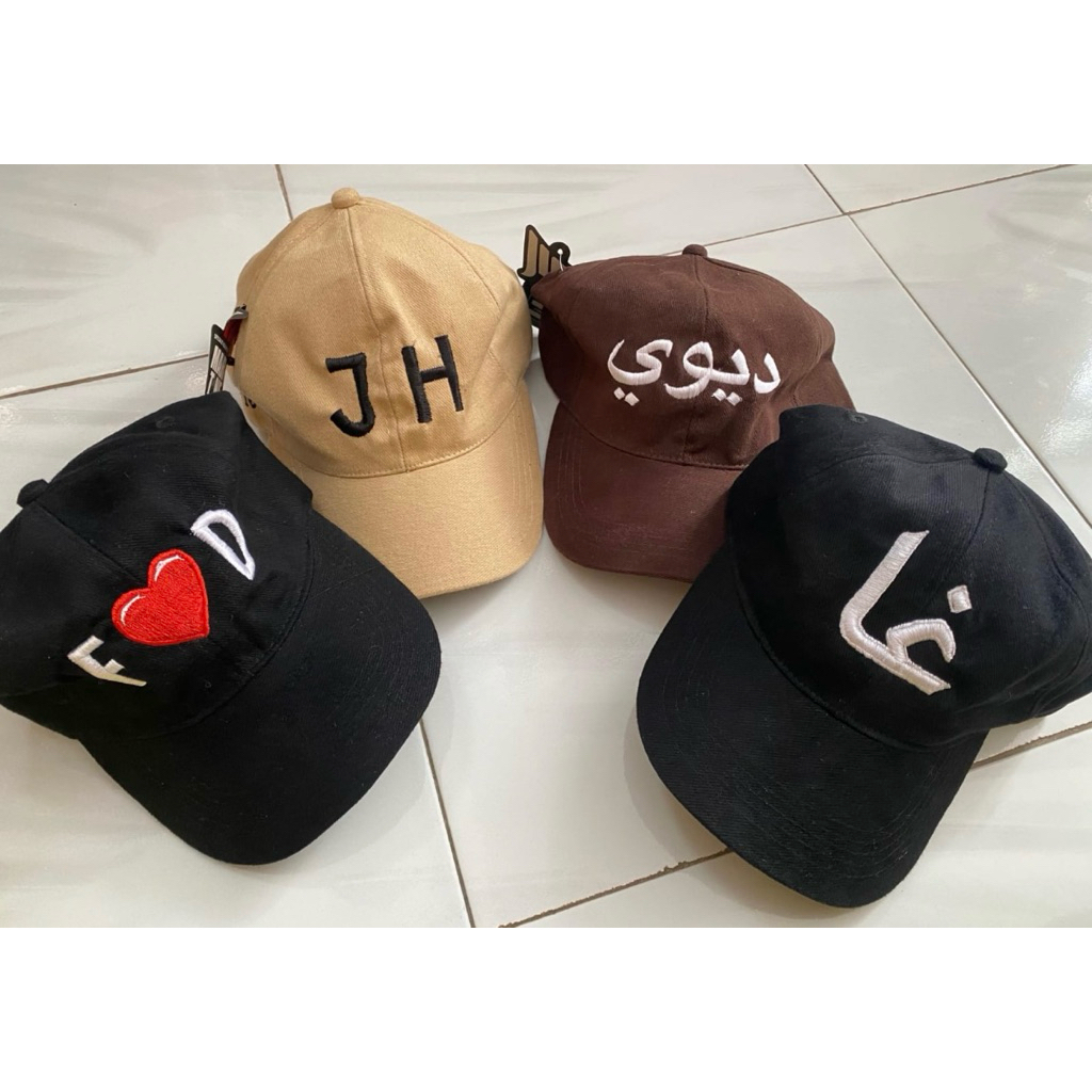 TOPI REQUES NAMA,ARAB,LOGO DLL