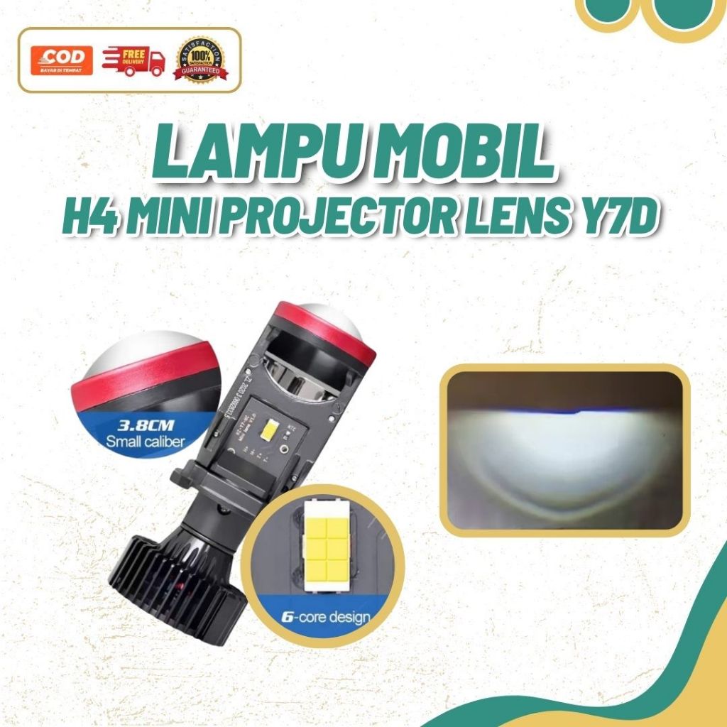 Lampu LED H4 Mobil Motor Super Terang Tembus Kabut 1 PCS - H4 Mini Y7D Pjector Projie Super Terang 6