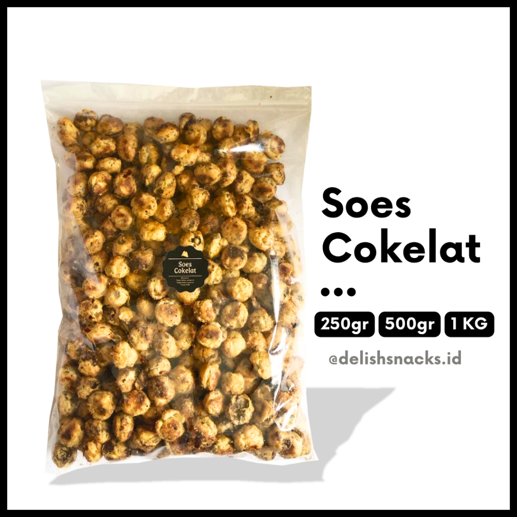 

[DELISH SNACKS] Soes Cokelat (Grosir) 250gr 500gr 1 KG / Snack Cemilan Kiloan Sus Kering isi Coklat