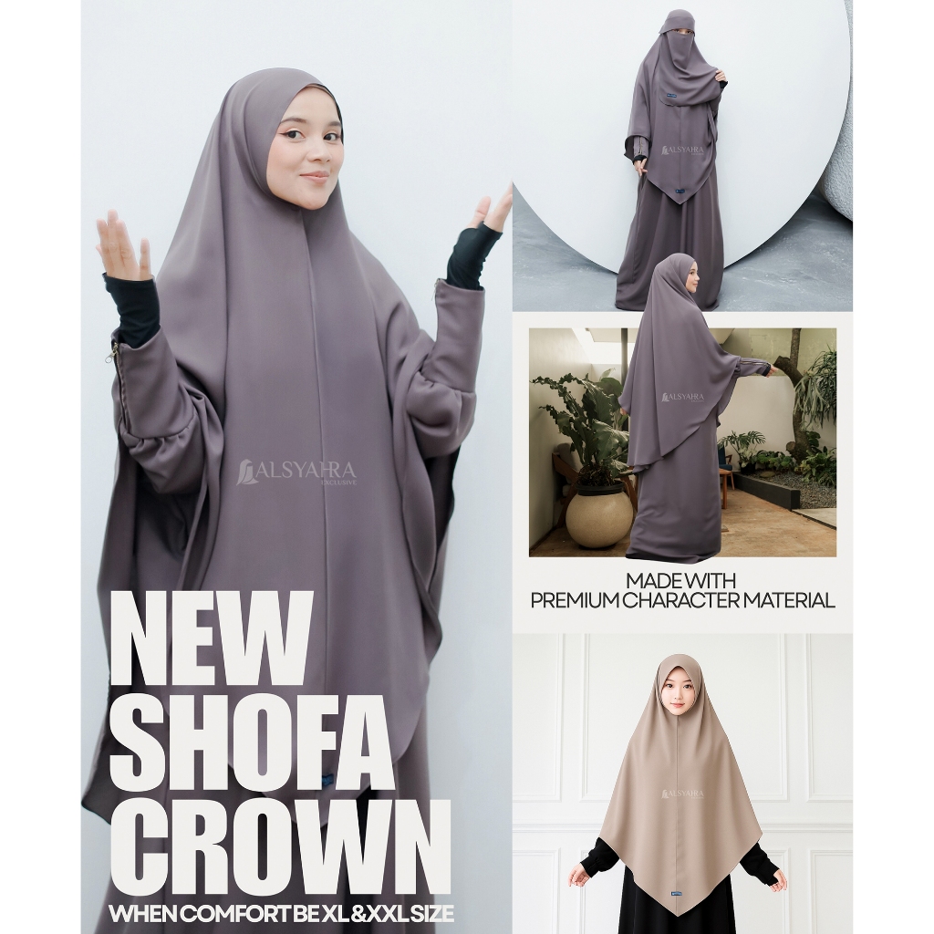 BEST SALE ALSYAHRA EXCLUSIVE JILBAB - SET KHIMAR SHOFA NIQAB PONI SOFT CROWN - HIJAB SYARI PREMIUM